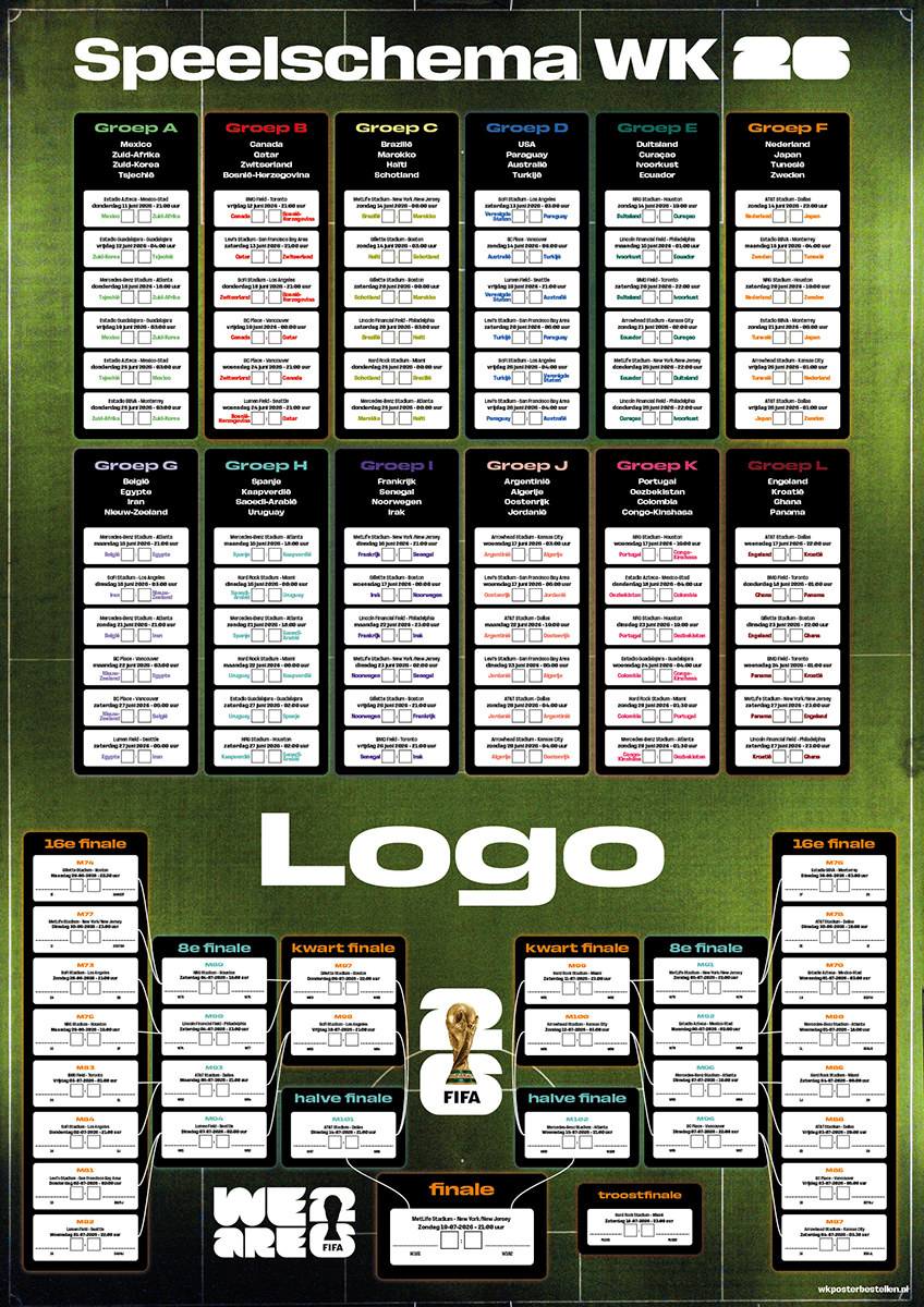 WK Poster A1 Groen met eigen logo (Staand - 840x594mm)